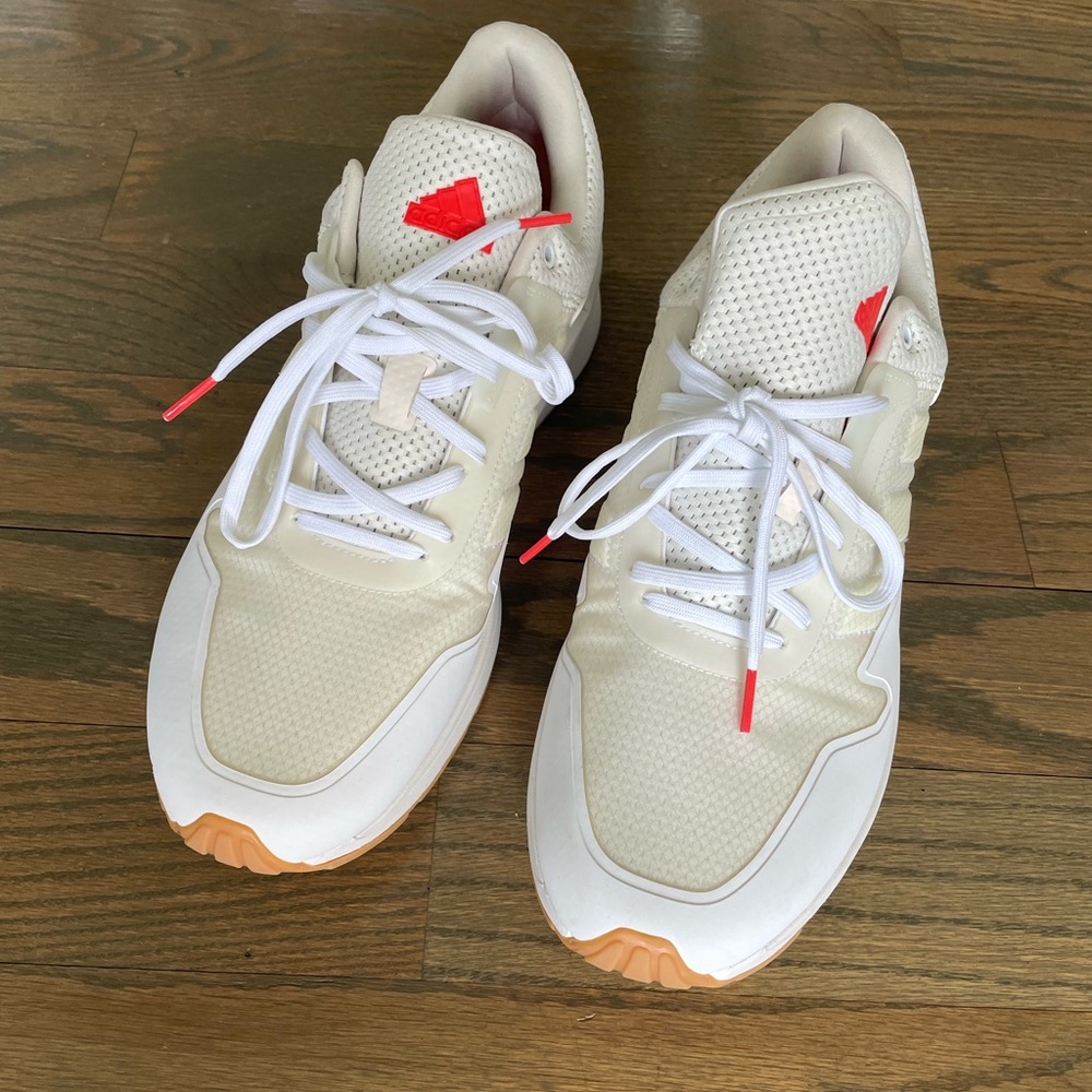 adidas White Sneakers with Coral Red Insole